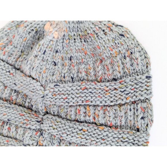 C.C Messy Bun Beanie Tail NWT Gray Ponytail Hat for Women Winter Knit Beanie Cap - Picture 5 of 5